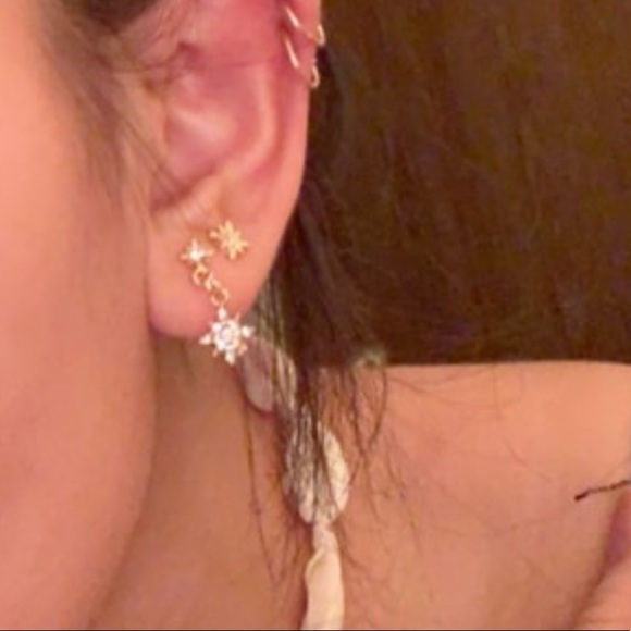 3 PAIRS Rhinestone Gold Star Decor Earrings - Picture 5 of 8